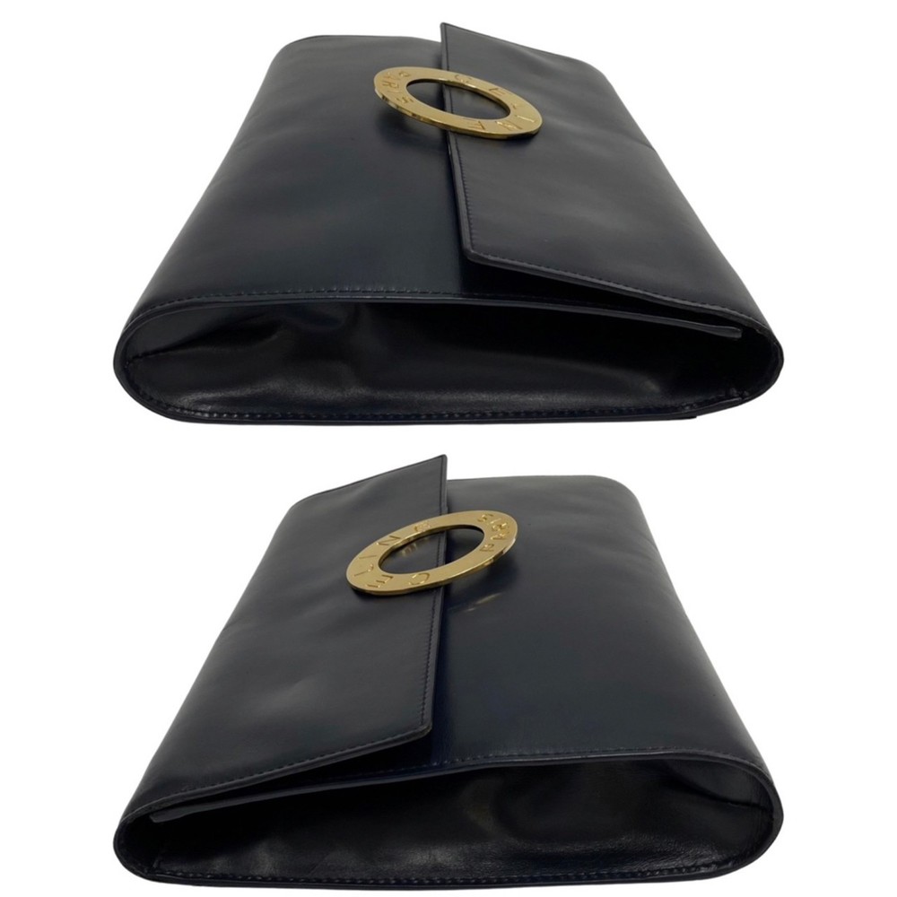 CELINE Circle Logo Metal Fittings Calf Leather Genuine 2way Shoulder Bag Poch... - Picture 5 of 10